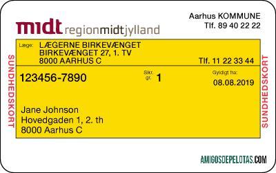 Cartão Médico da Dinamarca exemplo real